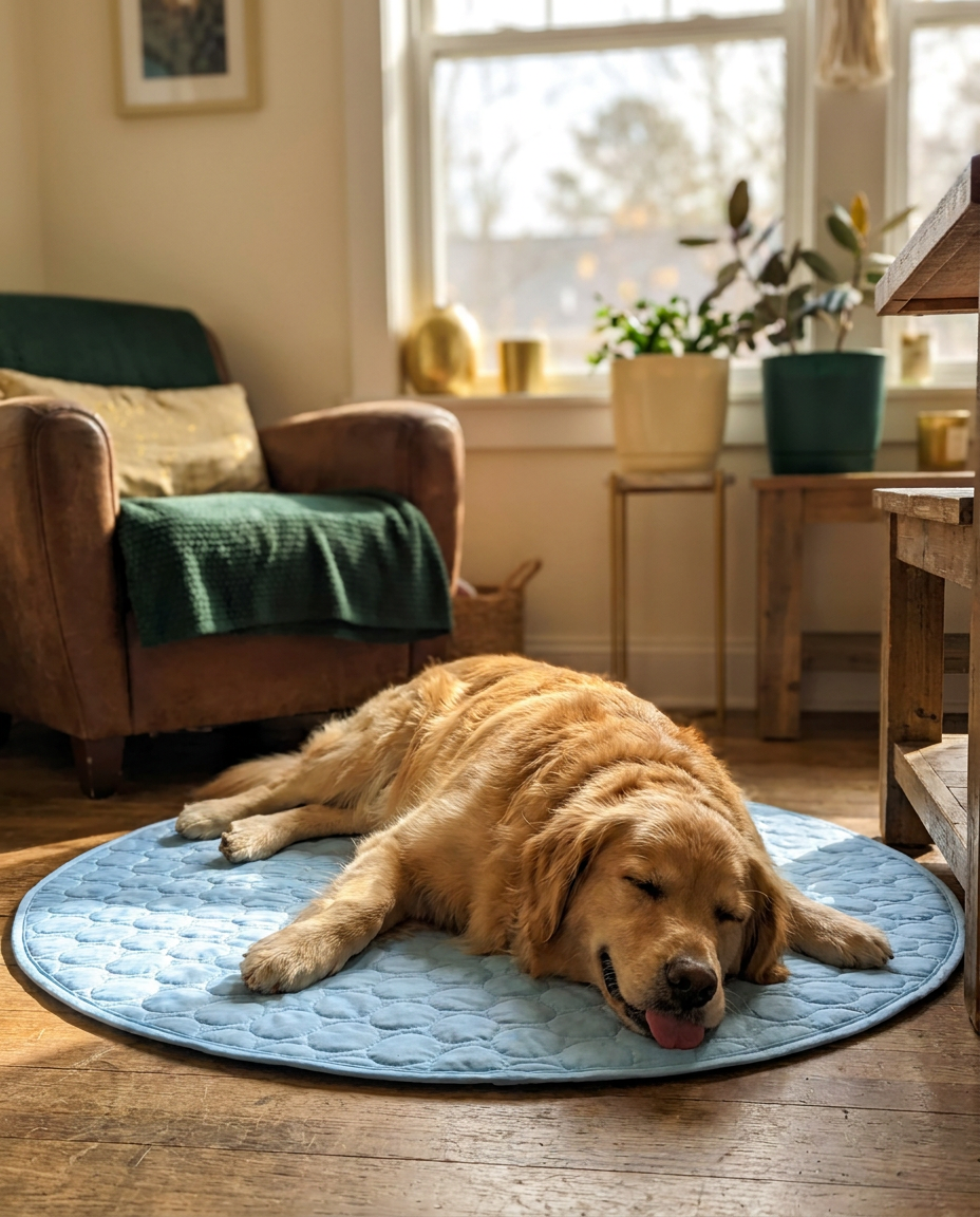 The Cooling Mat in Round Light Blue