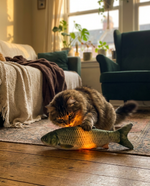 Cat playing with the Swing Fish toy in Grass Carp design
